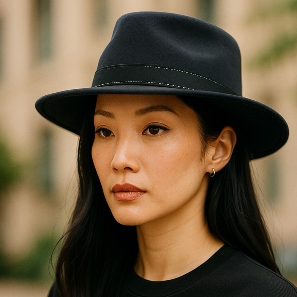 Chic Black Fedora Hat for Women